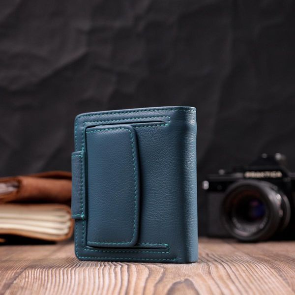 Шкіряне портмоне з монетницею зовні для жінок ST Leather 19457 Бірюзовий b19457 фото