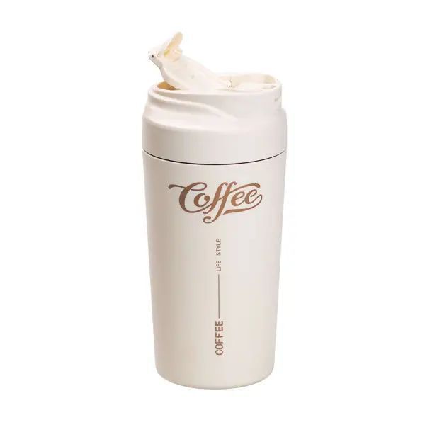 Термокружка Coffee с ремешком 480 мл бежевая HP-14-14BE фото