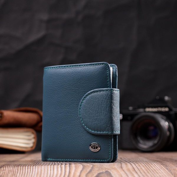 Шкіряне портмоне з монетницею зовні для жінок ST Leather 19457 Бірюзовий b19457 фото
