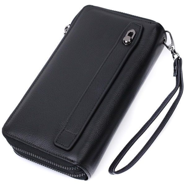 Чоловічий клатч на два відділення із натуральної шкіри ST Leather 22684 Чорний b22684 фото