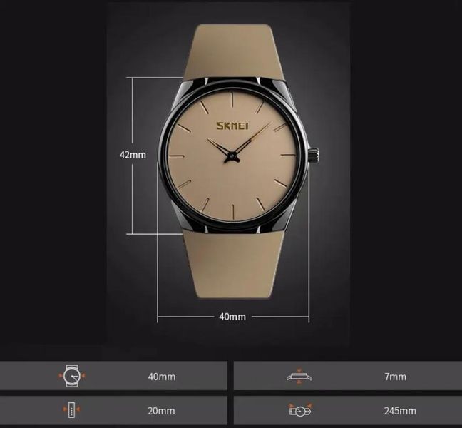 Наручний класичний годинник Skmei 1601S коричневий L16317 фото
