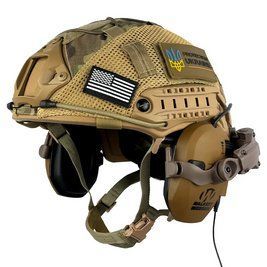 Комплект шлем Fast Helmet NIJ IIIA + наушники Walkers Razor Slim с чебурашкой + кавер Мультикам XL L9006612 фото