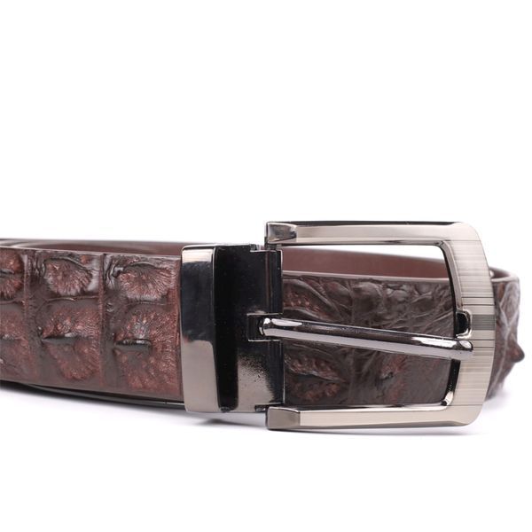 Ремінь чоловічий CROCODILE LEATHER 18178 з натуральної шкіри крокодила Коричневий b18178 фото