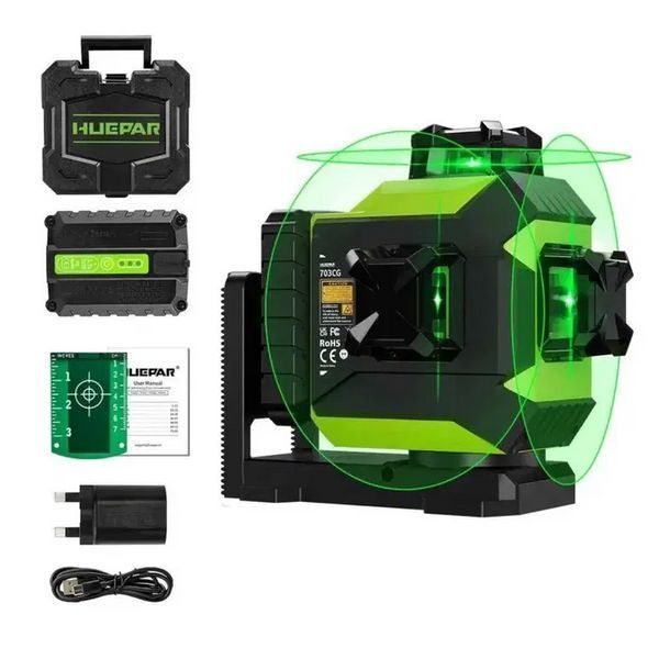 Лазерный уровень нивелир Huepar 703CG 3D Premium 6600мАh Зеленый луч L719245 фото