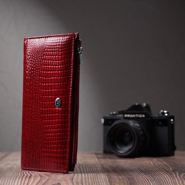 Лакированный кошелек с фактурой под рептилию из натуральной кожи ST Leather 22715 Красный b22715 фото