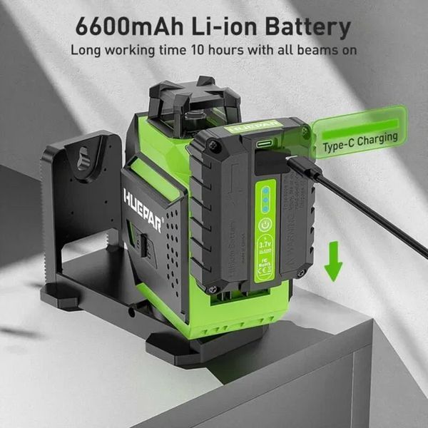 Лазерный уровень нивелир Huepar 703CG 3D Premium 6600мАh Зеленый луч L719245 фото