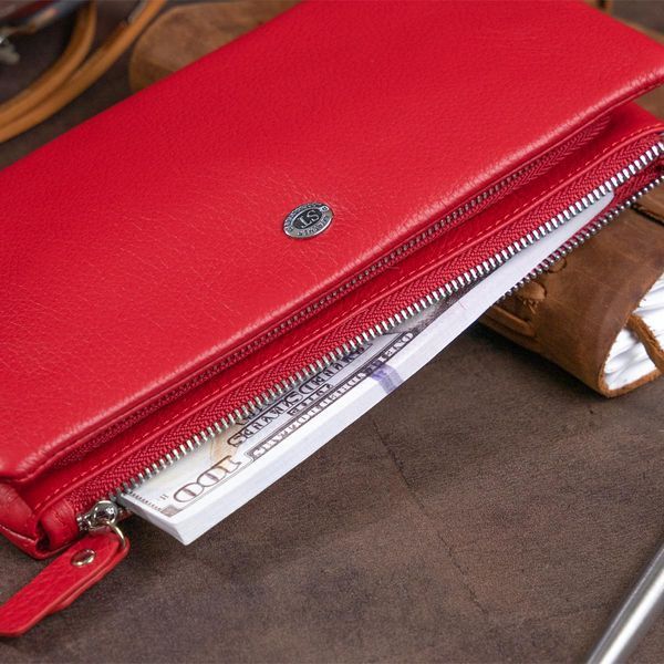 Гаманець-клатч зі шкіри з кишенею для мобільного ST Leather 19315 Червоний b19315 фото