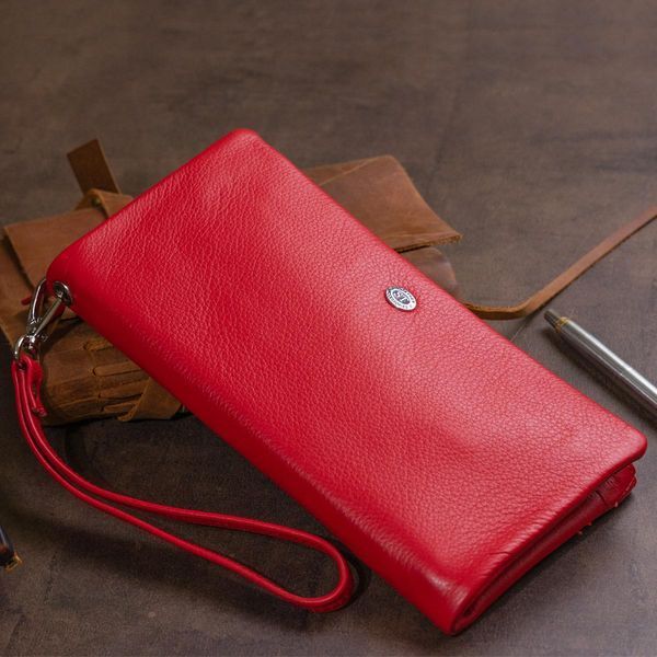 Гаманець-клатч зі шкіри з кишенею для мобільного ST Leather 19315 Червоний b19315 фото