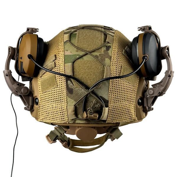 Комплект шолом Fast Helmet NIJ IIIA + навушники Walkers Razor Slim з чебурашкою + кавер Мультикам XL L9006612 фото