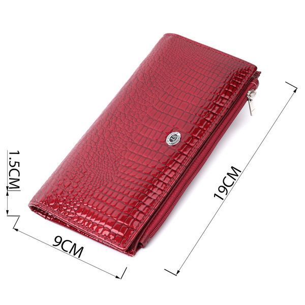 Лакированный кошелек с фактурой под рептилию из натуральной кожи ST Leather 22715 Красный b22715 фото