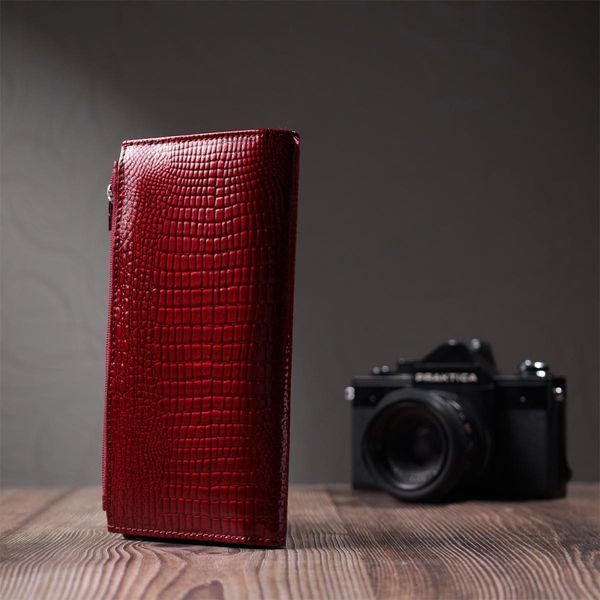 Лакированный кошелек с фактурой под рептилию из натуральной кожи ST Leather 22715 Красный b22715 фото