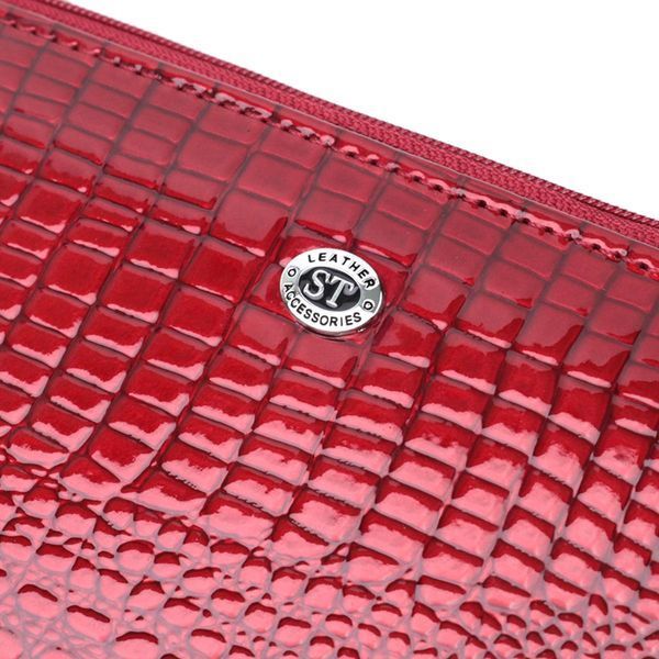 Лакированный кошелек с фактурой под рептилию из натуральной кожи ST Leather 22715 Красный b22715 фото