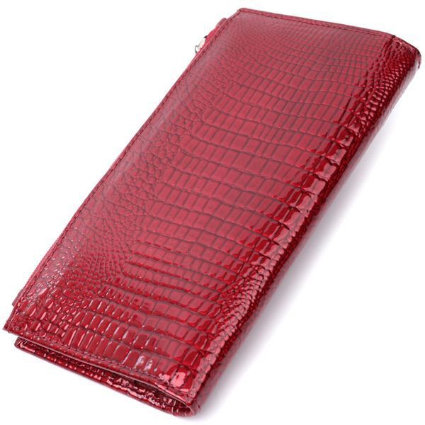 Лакированный кошелек с фактурой под рептилию из натуральной кожи ST Leather 22715 Красный b22715 фото