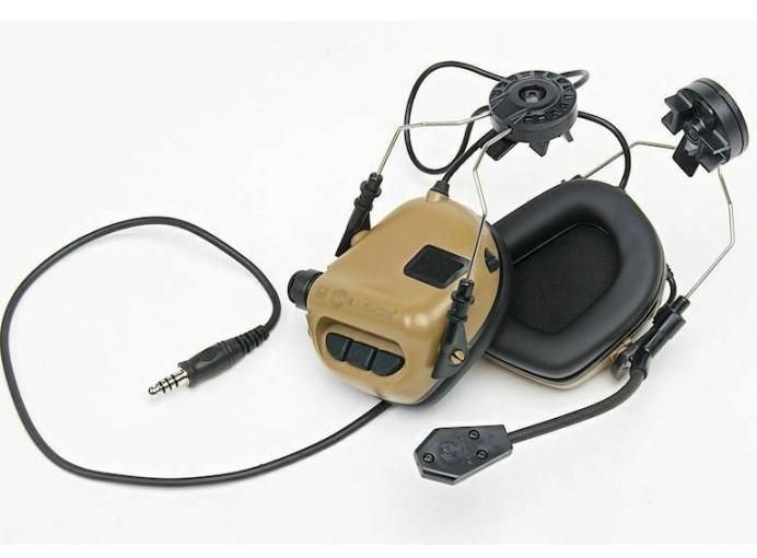 Тактичні активні навушники Earmor M32Н з гарнітурою під шолом Койот L320093 фото