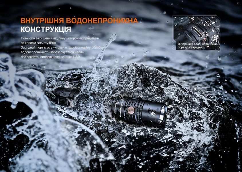 Ручний тактичний ліхтарик Fenix PD36R V2.0 1700лм Type-C (Чорний) L703369 фото
