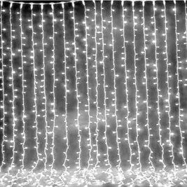 Гірлянда штора Водоспад 3х3 м 320 LED (прозорий шнур з перехідником) Біле світло L200643 фото
