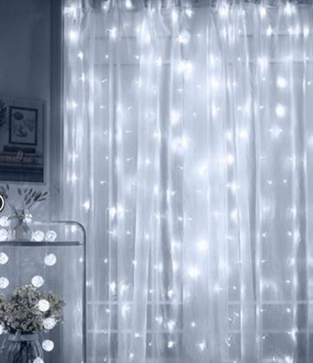 Гирлянда штора Водопад 3х3 м 320 LED (прозрачный шнур, с переходником) Белый свет L200643 фото