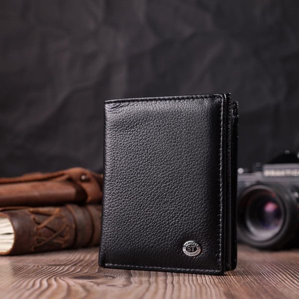 Гаманець вертикального формату з натуральної шкіри ST Leather 22474 Чорний b22474 фото