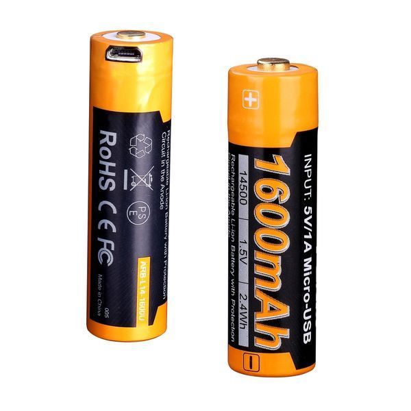 Акумулятор 14500 АА Fenix ​​ARB-L14-1600U Li-ion з micro-USB зарядкою L712704 фото