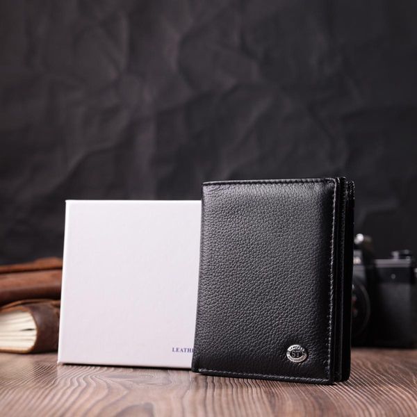 Гаманець вертикального формату з натуральної шкіри ST Leather 22474 Чорний b22474 фото