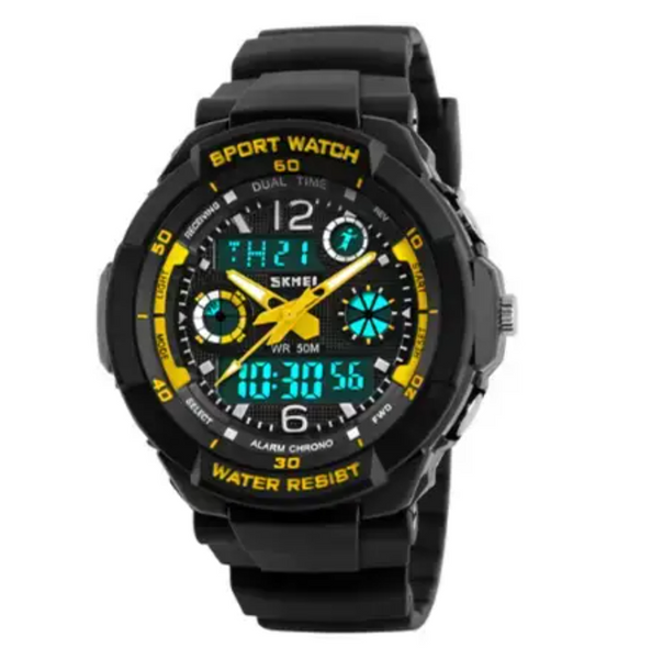 Дитячий спортивний наручний годинник Skmei 1060 s-shock Жовтий L1060612 фото