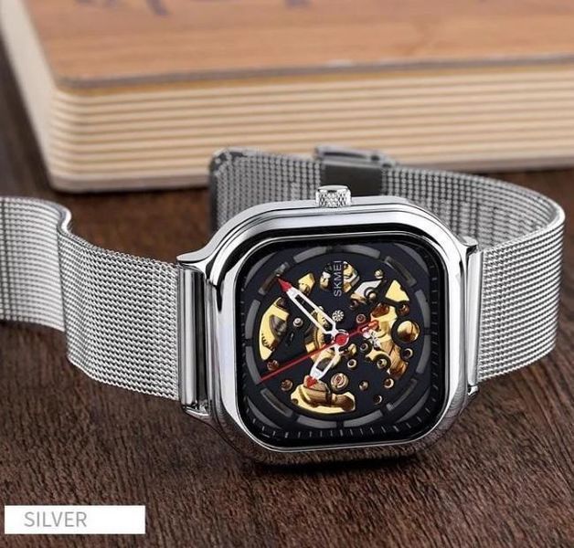 Чоловічий механічний годинник Skmei 9184 скелетон сріблястий L918485 фото