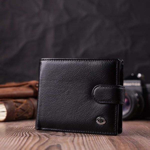 Гаманець чоловічий середнього розміру з натуральної шкіри ST Leather 22473 Чорний b22473 фото