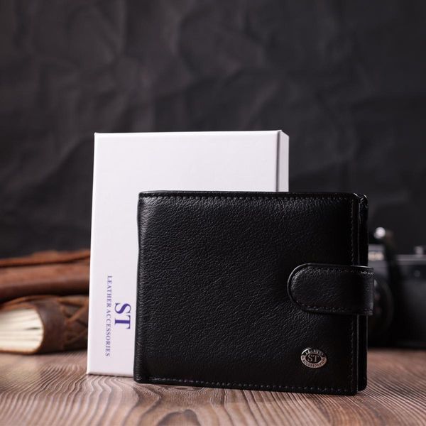 Гаманець чоловічий середнього розміру з натуральної шкіри ST Leather 22473 Чорний b22473 фото