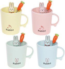 Кружка фарфоровая "Rabbit" 380мл с крышкой и ложкой, 4 дизайна BD-927-222 фото
