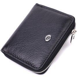 Женский кожаный кошелек на молнии с металлическим логотипом производителя ST Leather 19483 Черный b19483 фото