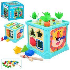 Мультифункциональная игрушка "Куб-Познайка" MD 0835 сортер, шестеренки, цифры, часы RT-MD 0835 фото