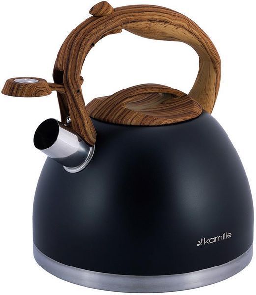 Чайник Kamille Whistling Kettle Black 2.7л з нержавіючої сталі зі свистком KM-1087 фото