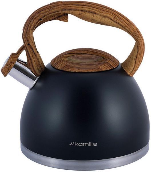Чайник Kamille Whistling Kettle Black 2.7л з нержавіючої сталі зі свистком KM-1087 фото