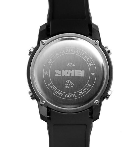 Мужские спортивные наручные часы Skmei 1524 (Черные с белым) L15242 фото