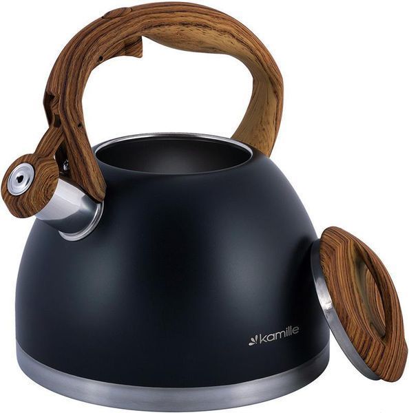 Чайник Kamille Whistling Kettle Black 2.7л з нержавіючої сталі зі свистком KM-1087 фото