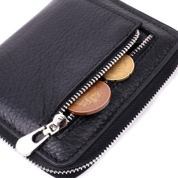 Женский кожаный кошелек на молнии с металлическим логотипом производителя ST Leather 19483 Черный b19483 фото