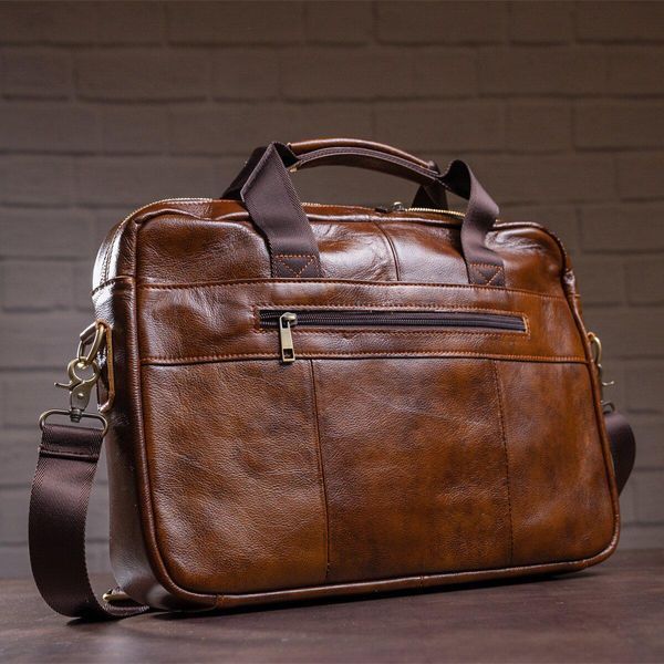 Деловая мужская сумка из зернистой кожи Vintage 14837 Коричневая b14837 фото