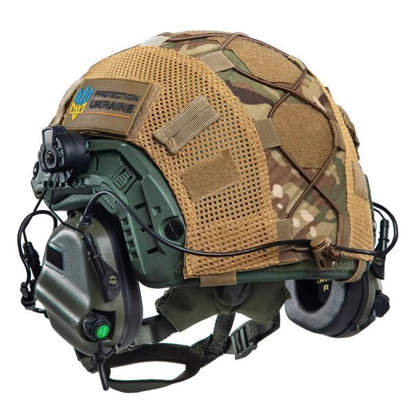 Комплект шлем Fast Team Wendy Helmet NIJ IIIA + наушники Earmor M32H MOD3 + кавер (Оливковый) размер M L9006560 фото