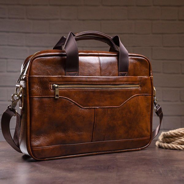 Деловая мужская сумка из зернистой кожи Vintage 14837 Коричневая b14837 фото