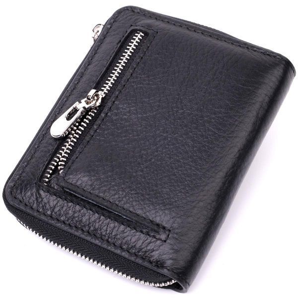 Женский кожаный кошелек на молнии с металлическим логотипом производителя ST Leather 19483 Черный b19483 фото