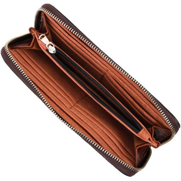 Удобный кошелек-клатч на молнии из натуральной кожи GRANDE PELLE 11659 Коричневый b11659 фото