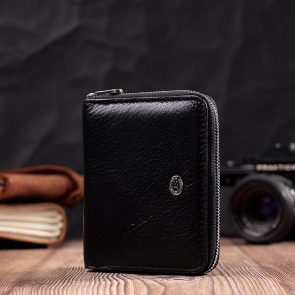 Женский кожаный кошелек на молнии с металлическим логотипом производителя ST Leather 19483 Черный b19483 фото
