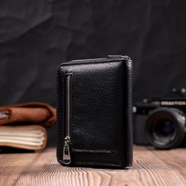 Женский кожаный кошелек на молнии с металлическим логотипом производителя ST Leather 19483 Черный b19483 фото