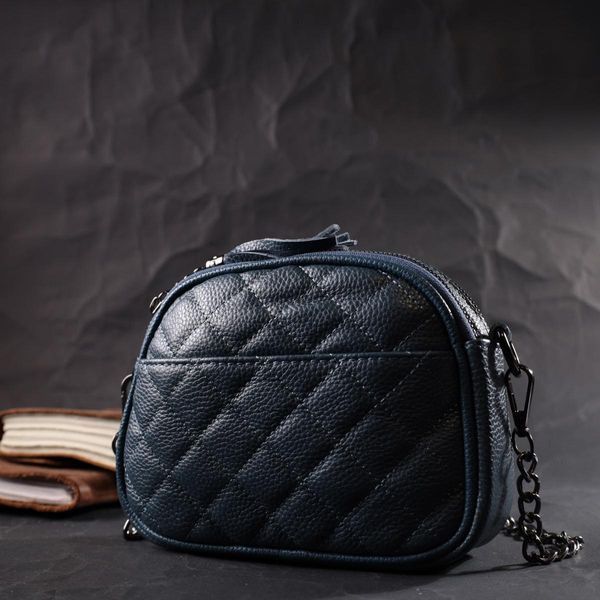 Женская стеганая сумка из натуральной кожи Vintage 22327 Синяя b22327 фото
