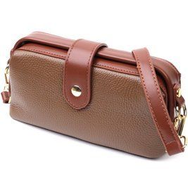 Жіночий клатч з цікавою клямкою з натуральної шкіри Vintage 22425 Коричневий b22425 фото