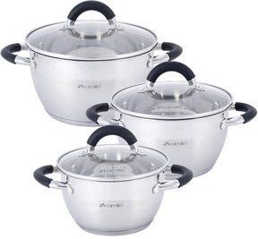 Набор 3 кастрюли Kamille Marsaili 1.8 л, 2.5 л, 3.5 л с силиконовыми ручками KM-5754 фото