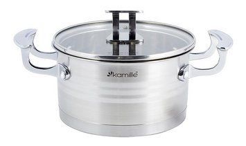 Каструля індукційна Kamille Casserote 2.4л з нержавіючої сталі зі скляною кришкою KM-5854 фото