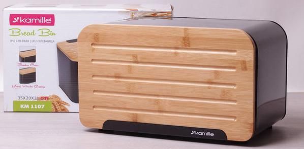Хлебница Kamille Breadbasket Steel&Bamboo 35х20см из нержавеющей стали KM-1107 фото