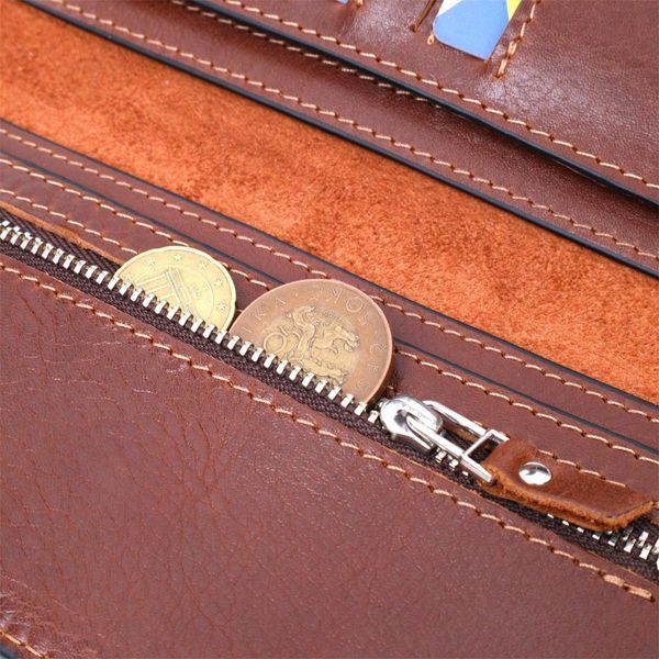 Мужской вертикальный кошелек из натуральной кожи GRANDE PELLE 11660 Коричневый b11660 фото