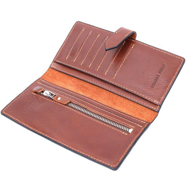 Мужской вертикальный кошелек из натуральной кожи GRANDE PELLE 11660 Коричневый b11660 фото